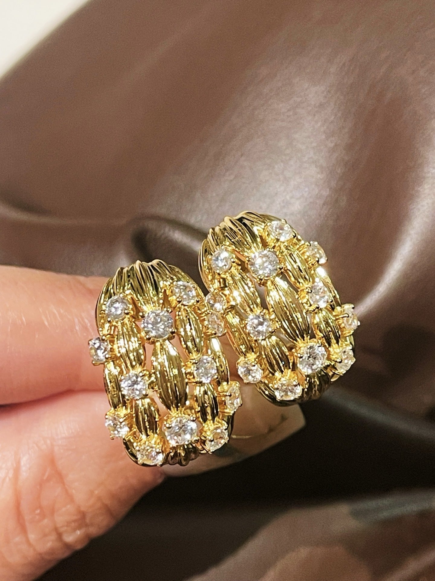 Vintage "Midnight String" Pavé Ear Stud Clips - floysun
