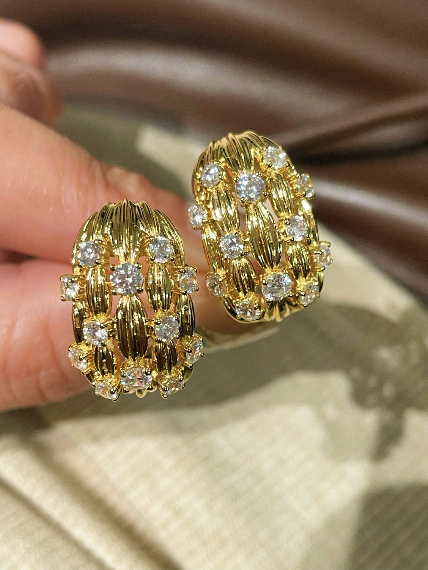 Vintage "Midnight String" Pavé Ear Stud Clips - floysun