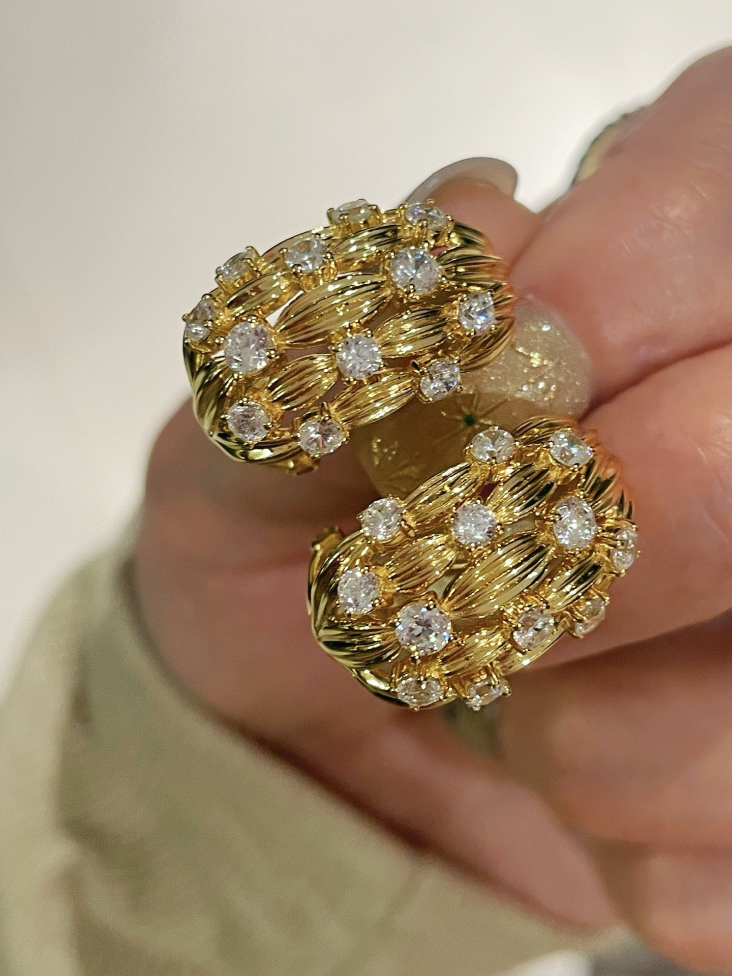 Vintage "Midnight String" Pavé Ear Stud Clips - floysun