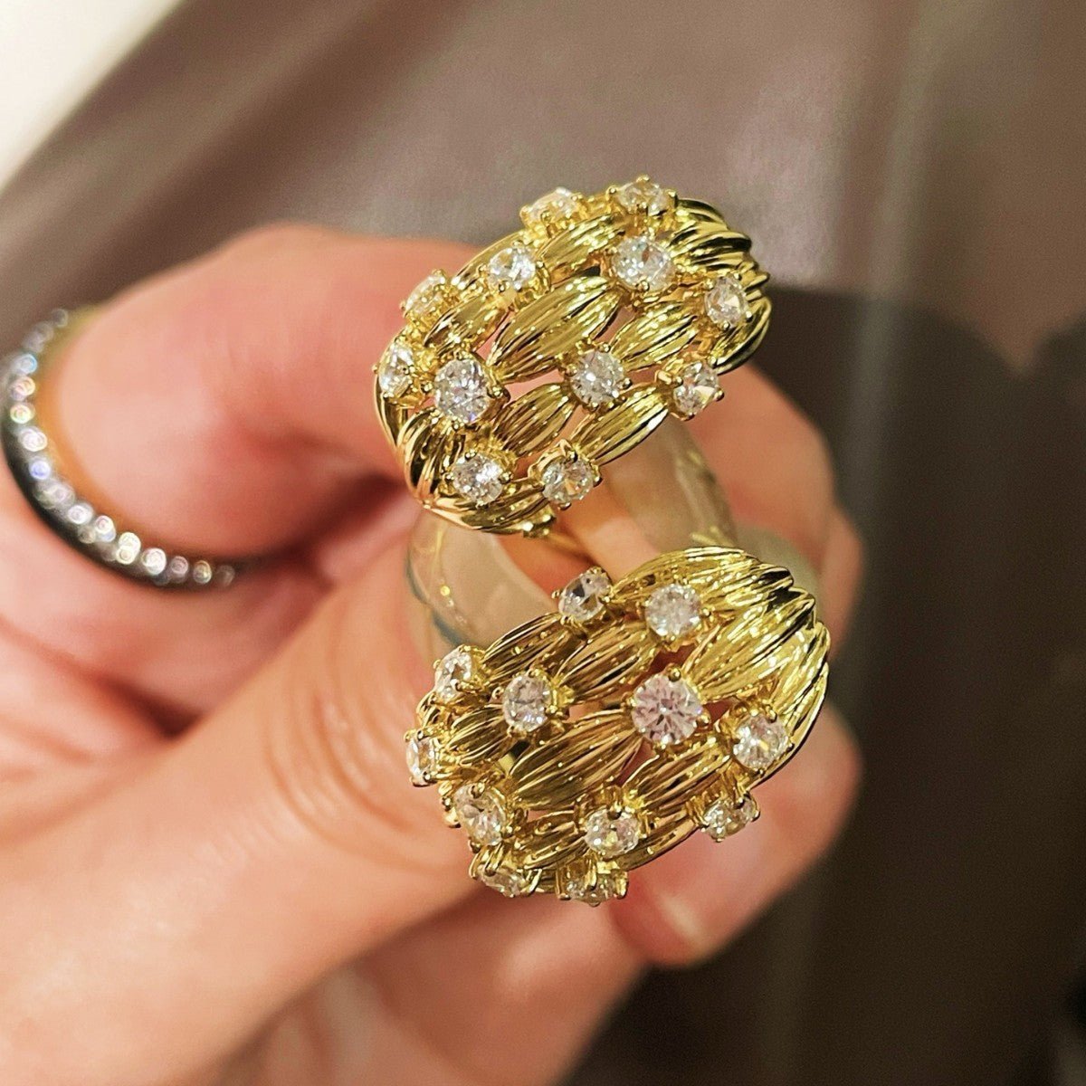 Vintage "Midnight String" Pavé Ear Stud Clips - floysun