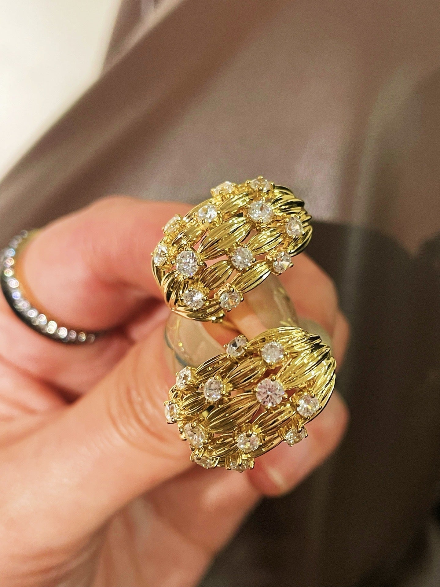 Vintage "Midnight String" Pavé Ear Stud Clips - floysun