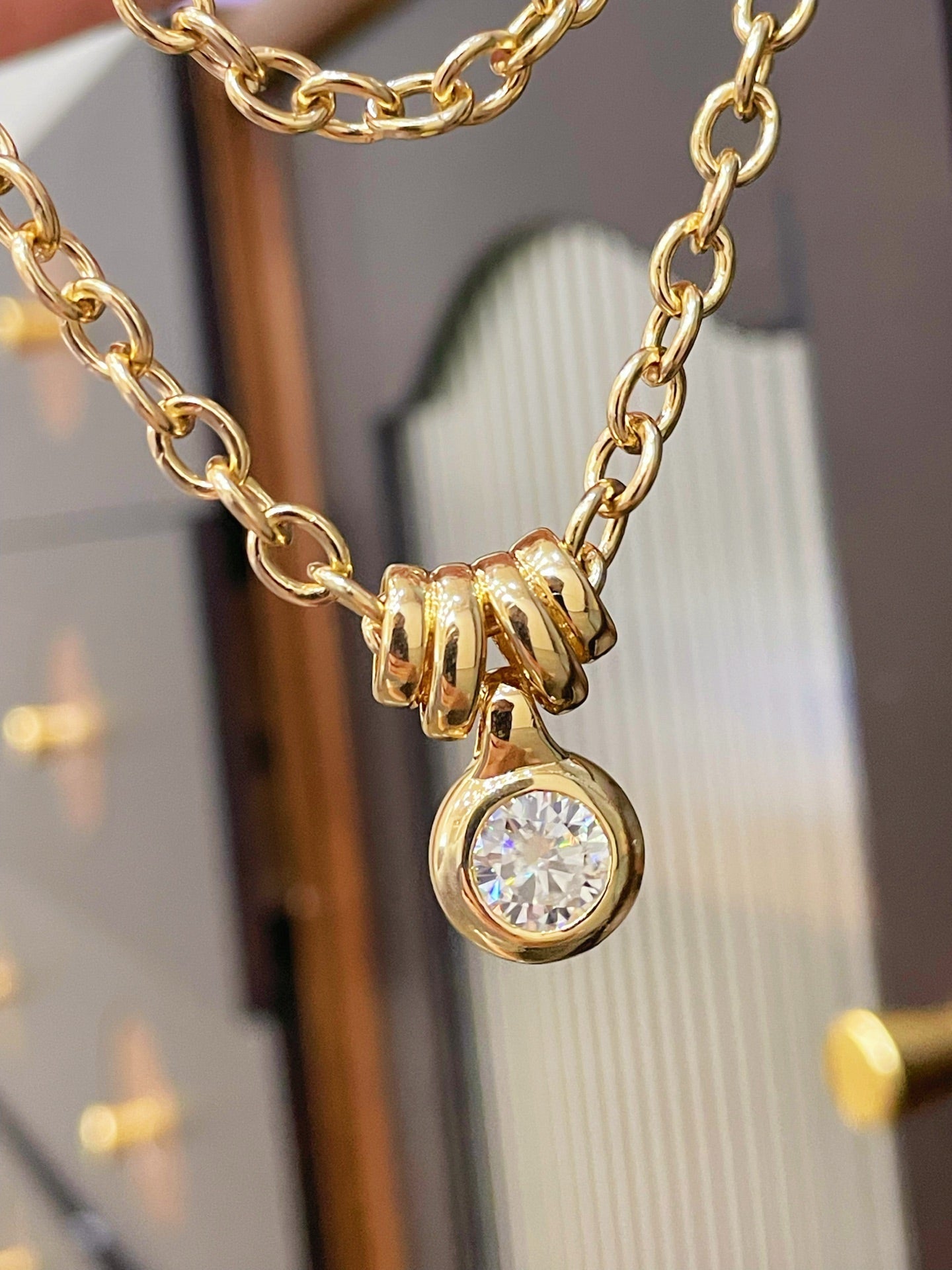 Vintage Minimalist Luxury Design Bubble Diamond Pendant Necklace - floysun