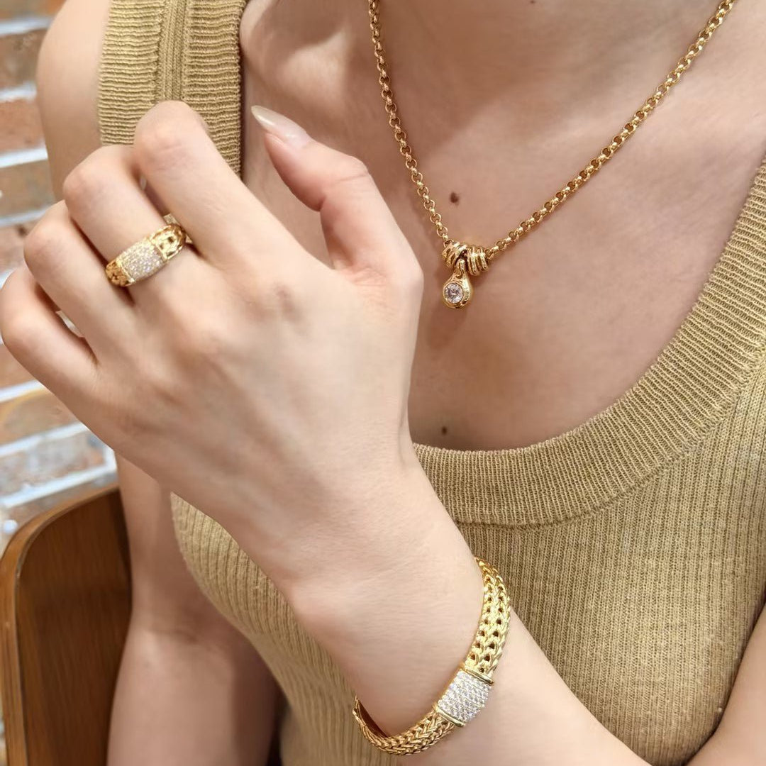 Vintage Minimalist Luxury Design Bubble Diamond Pendant Necklace - floysun
