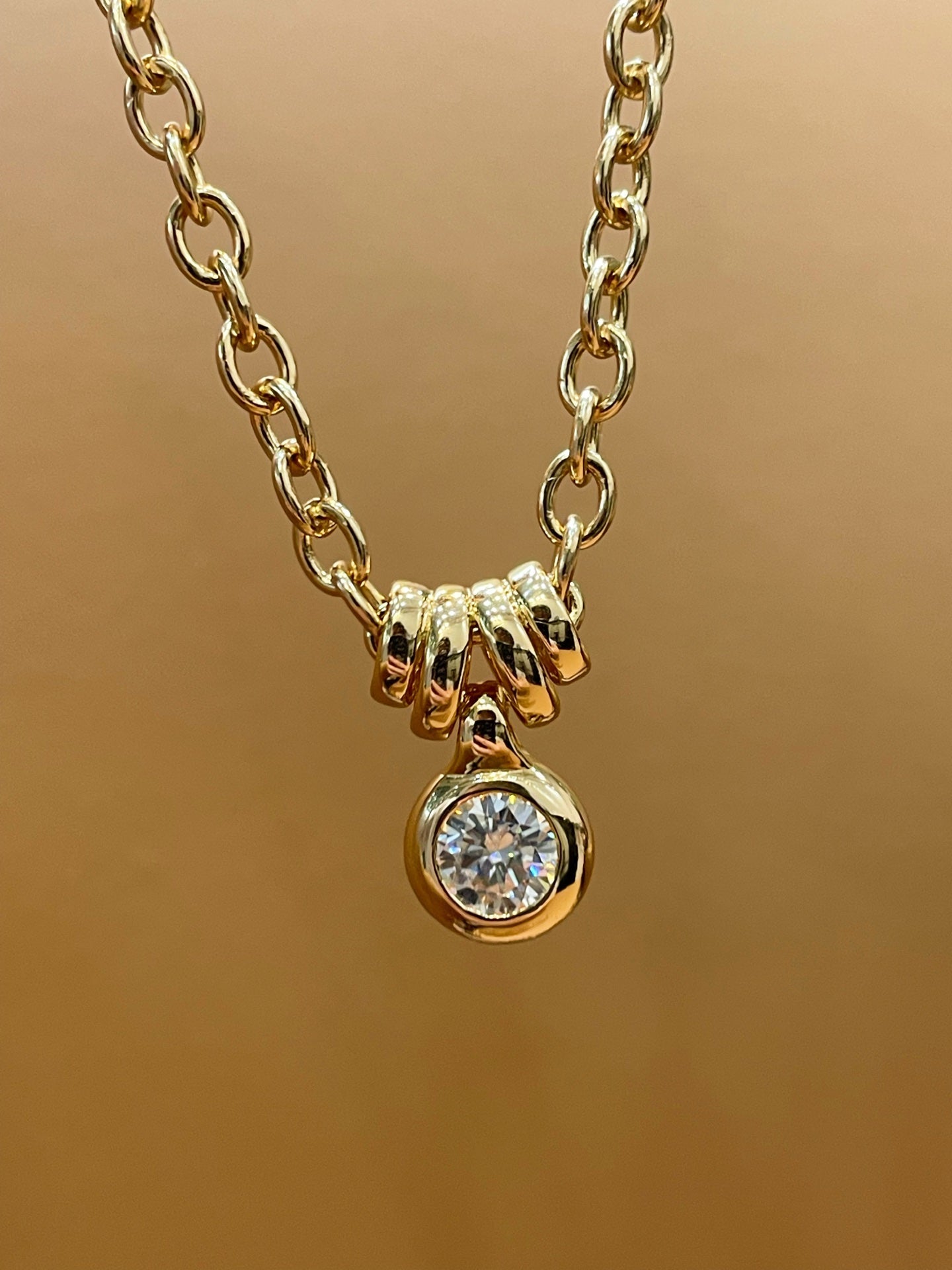 Vintage Minimalist Luxury Design Bubble Diamond Pendant Necklace - floysun