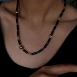 Vintage Mocha Agate & Tiger's Eye Chain Necklace - floysun