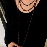 Vintage Mocha Agate & Tiger's Eye Chain Necklace - floysun