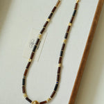 Vintage Mocha Agate & Tiger's Eye Chain Necklace - floysun