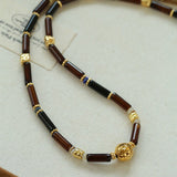 Vintage Mocha Agate & Tiger's Eye Chain Necklace - floysun