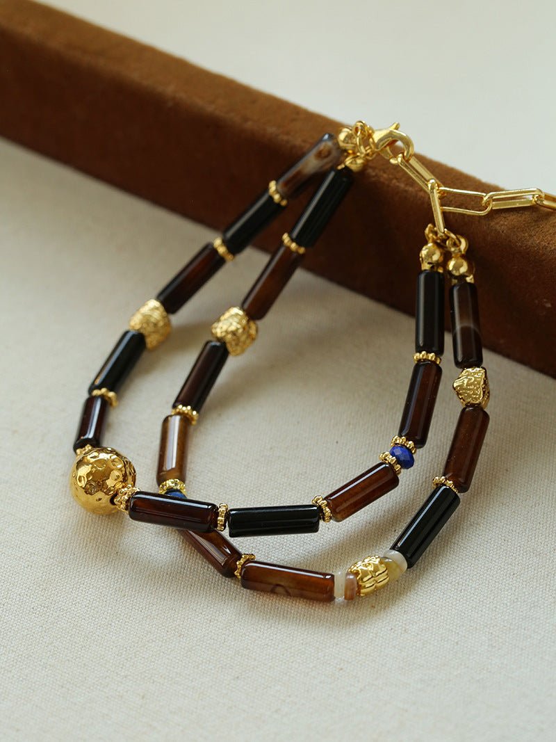 Vintage Mocha Double-Strand Natural Stone Bracelet - floysun