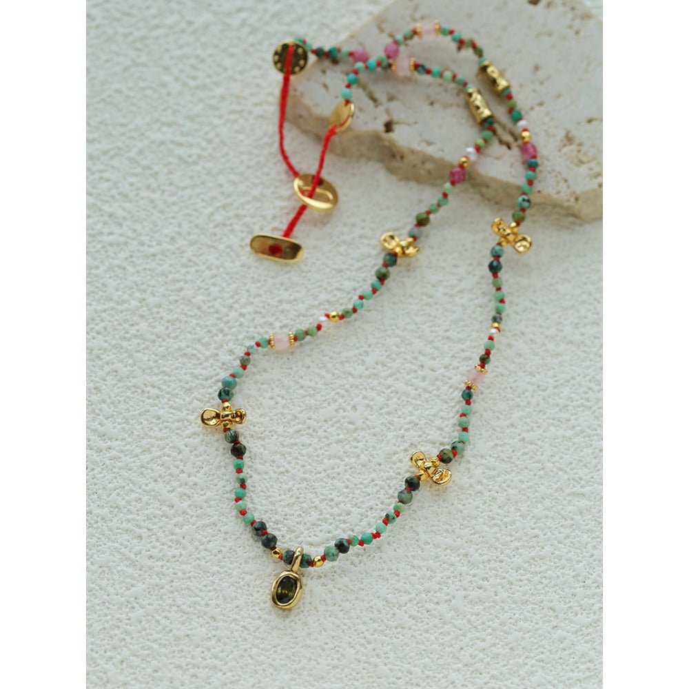 Vintage Multi‑Style Colorful Natural Stone Beaded Necklace - floysun