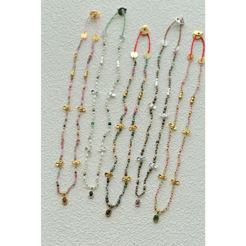 Vintage Multi‑Style Colorful Natural Stone Beaded Necklace - floysun