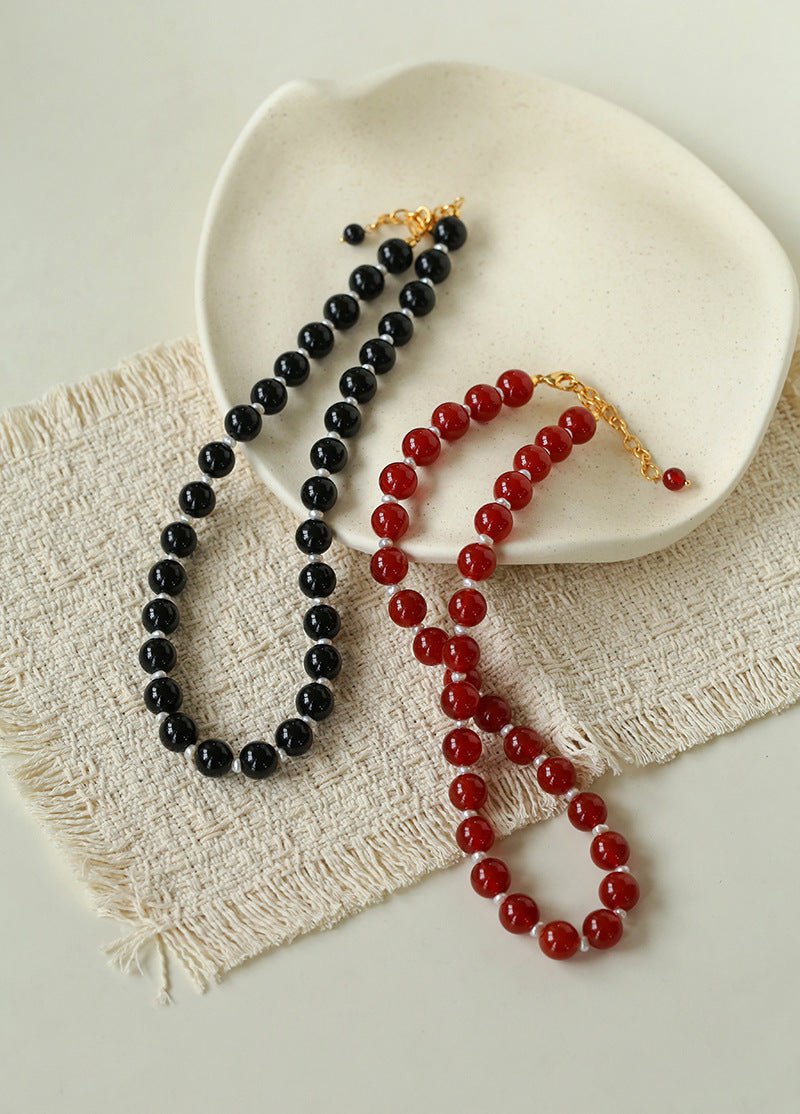 Vintage Natural Agate & Pearl Necklace - floysun