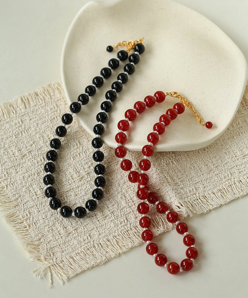 Vintage Natural Agate & Pearl Necklace - floysun