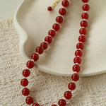 Vintage Natural Agate & Pearl Necklace - floysun