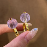 Vintage Natural Amethyst Pumpkin Bead Ring - floysun