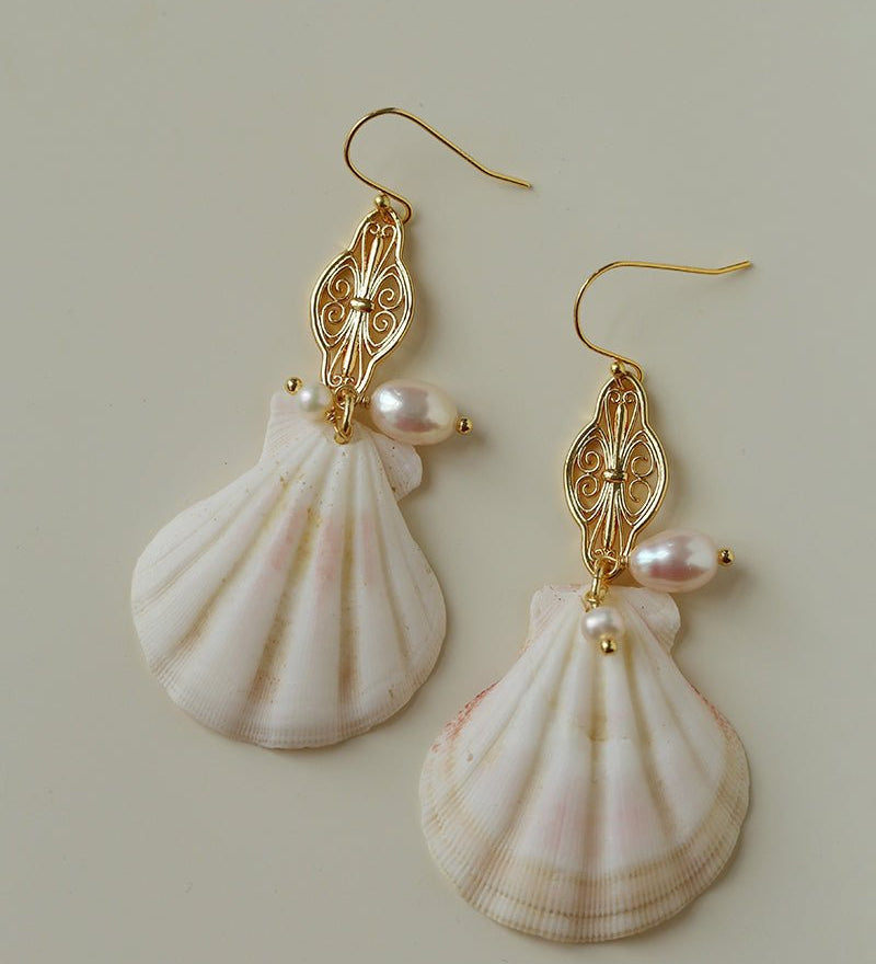 Vintage Ocean Shell Pearl Earrings - floysun