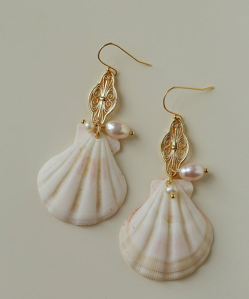 Vintage Ocean Shell Pearl Earrings - floysun