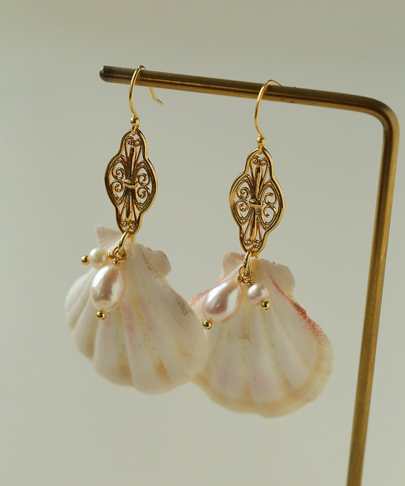 Vintage Ocean Shell Pearl Earrings - floysun