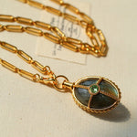 Vintage Oval Gemstone Long Necklace - floysun