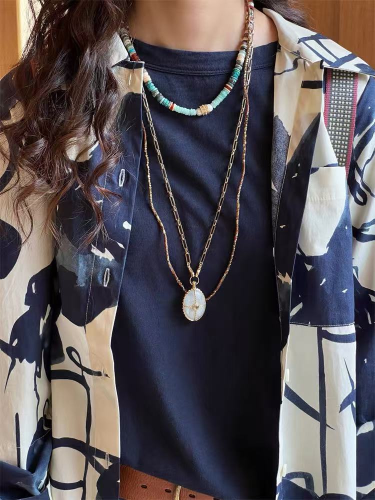 Vintage Oval Gemstone Long Necklace - floysun