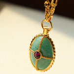 Vintage Oval Gemstone Long Necklace - floysun