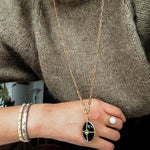 Vintage Oval Gemstone Long Necklace - floysun