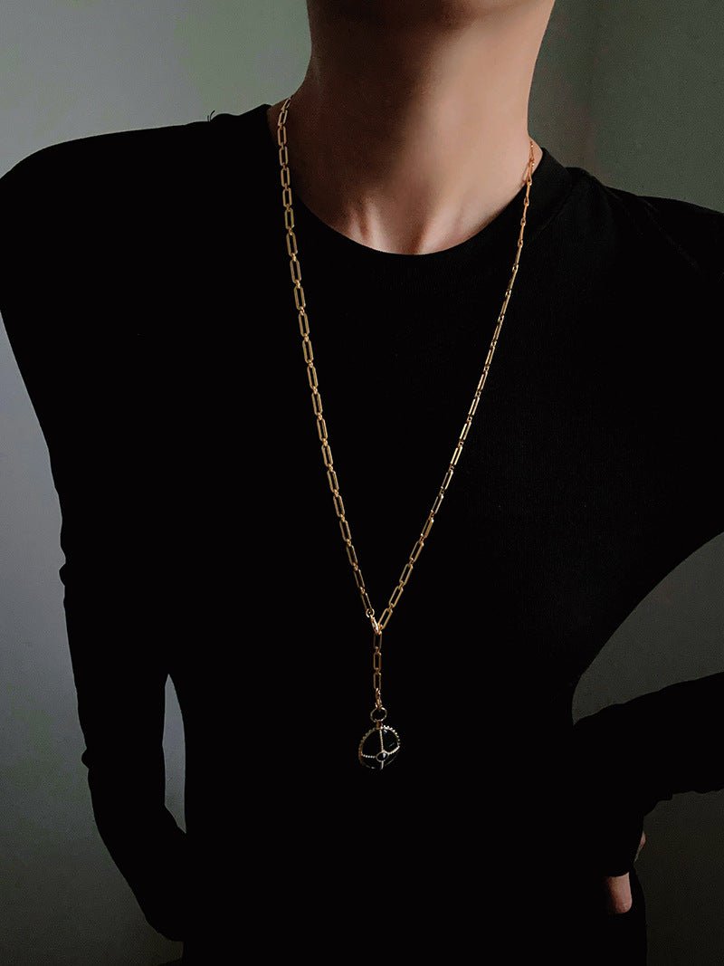 Vintage Oval Gemstone Long Necklace - floysun