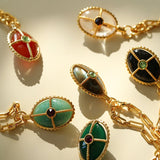 Vintage Oval Gemstone Long Necklace - floysun