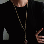 Vintage Oval Gemstone Long Necklace - floysun