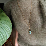 Vintage Oval Gemstone Long Necklace - floysun