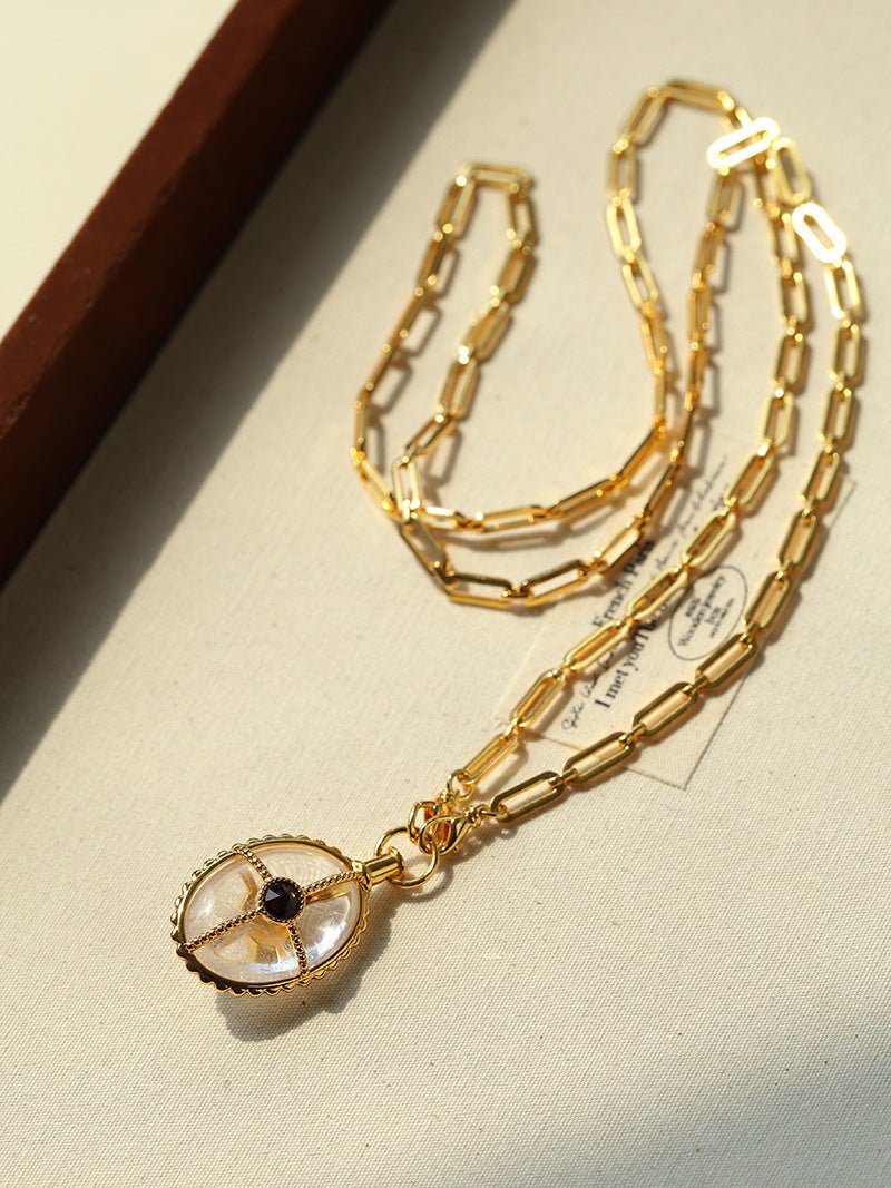 Vintage Oval Gemstone Long Necklace - floysun