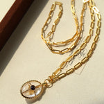 Vintage Oval Gemstone Long Necklace - floysun