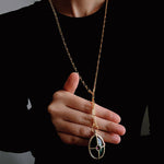 Vintage Oval Gemstone Long Necklace - floysun