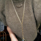 Vintage Oval Gemstone Long Necklace - floysun