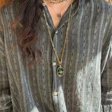 Vintage Oval Gemstone Long Necklace - floysun