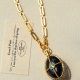 Vintage Oval Gemstone Long Necklace - floysun