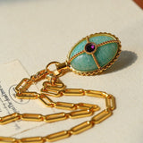 Vintage Oval Gemstone Long Necklace - floysun