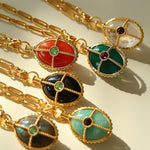 Vintage Oval Gemstone Long Necklace - floysun