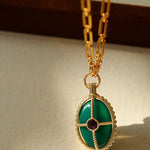Vintage Oval Gemstone Long Necklace - floysun