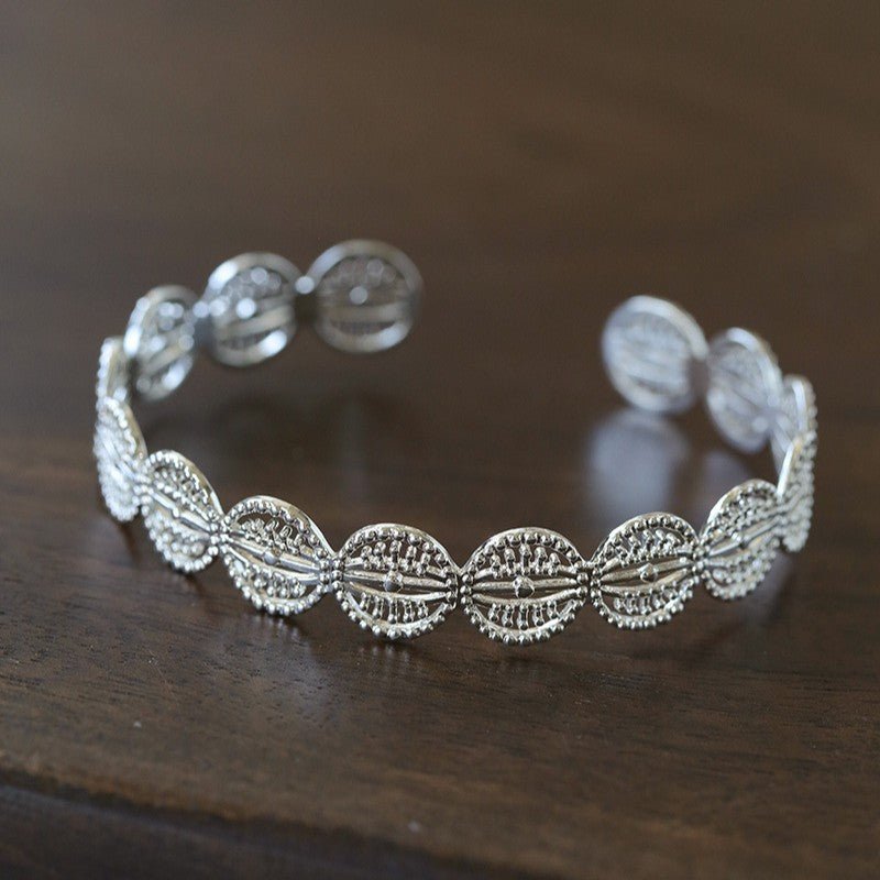 Vintage Palace Lace Filigree Open Cuff Stackable Bracelet - floysun