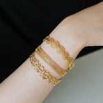 Vintage Palace Lace Filigree Open Cuff Stackable Bracelet - floysun