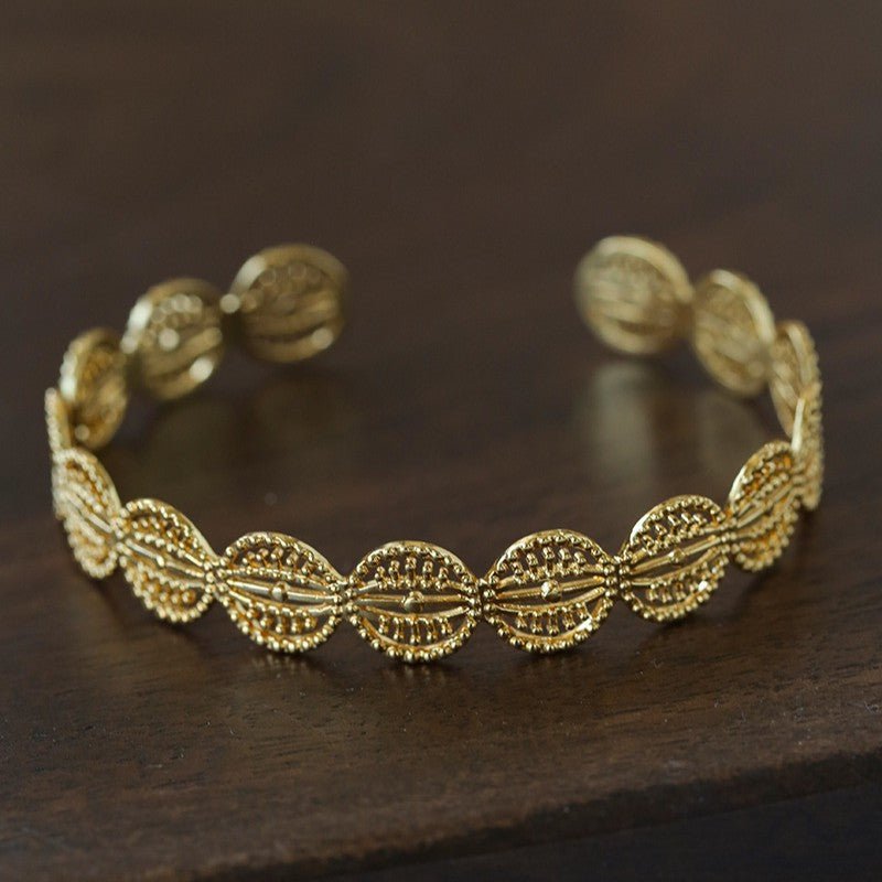 Vintage Palace Lace Filigree Open Cuff Stackable Bracelet - floysun
