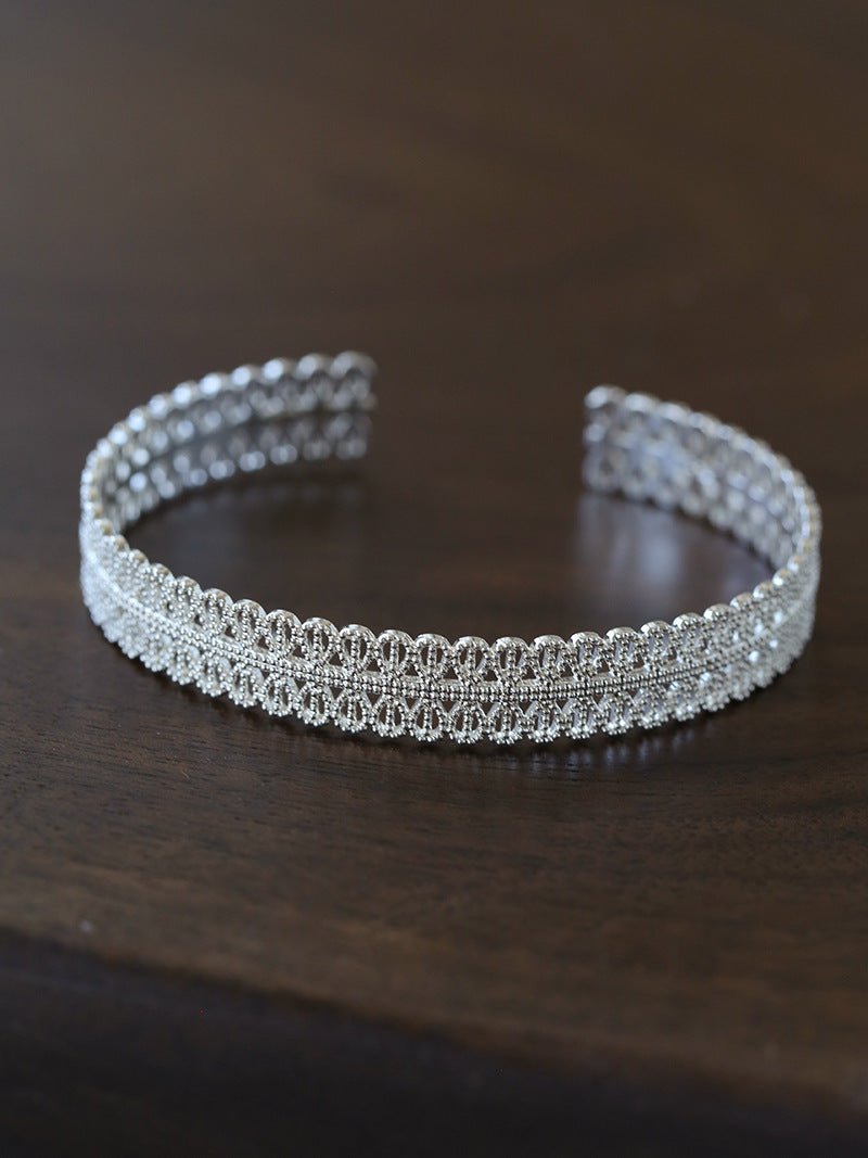 Vintage Palace Lace Filigree Open Cuff Stackable Bracelet - floysun