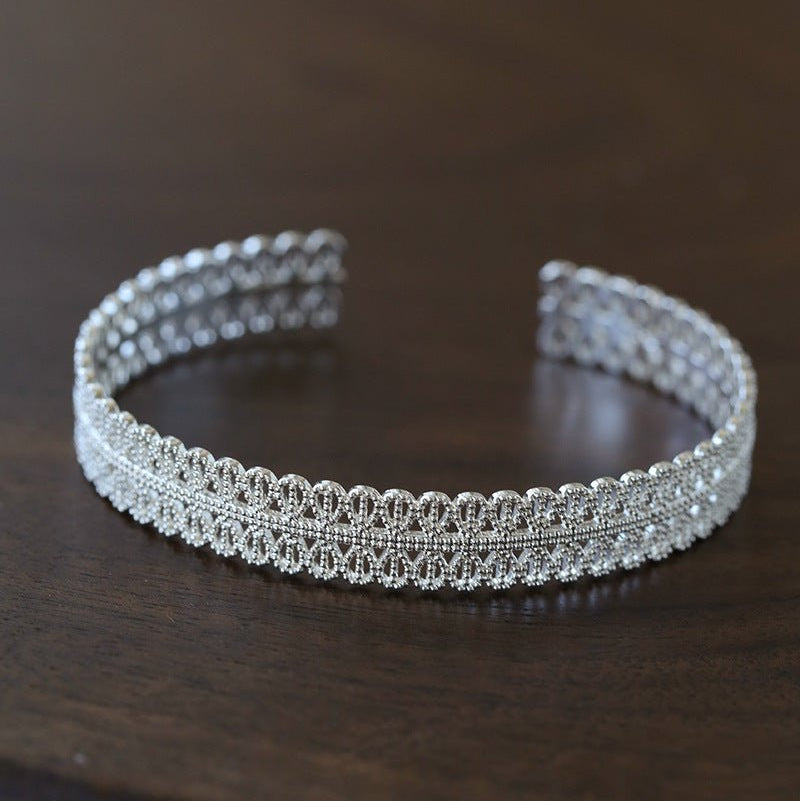 Vintage Palace Lace Filigree Open Cuff Stackable Bracelet - floysun