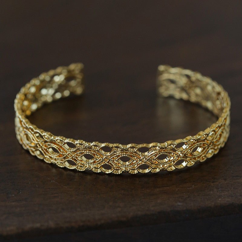 Vintage Palace Lace Filigree Open Cuff Stackable Bracelet - floysun