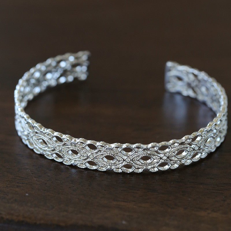 Vintage Palace Lace Filigree Open Cuff Stackable Bracelet - floysun