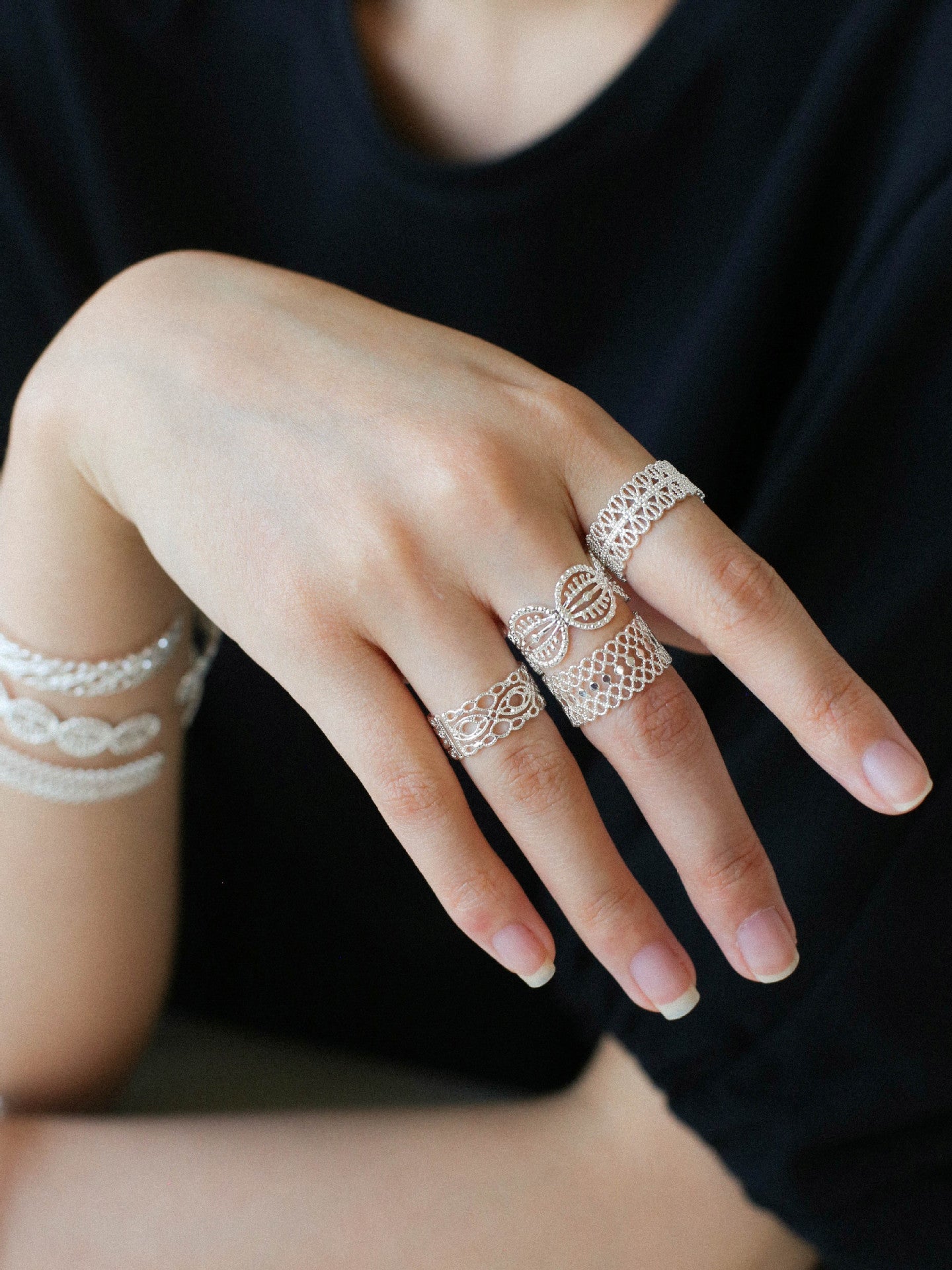 Vintage Palace Lace Filigree Zircon Open Ring - floysun