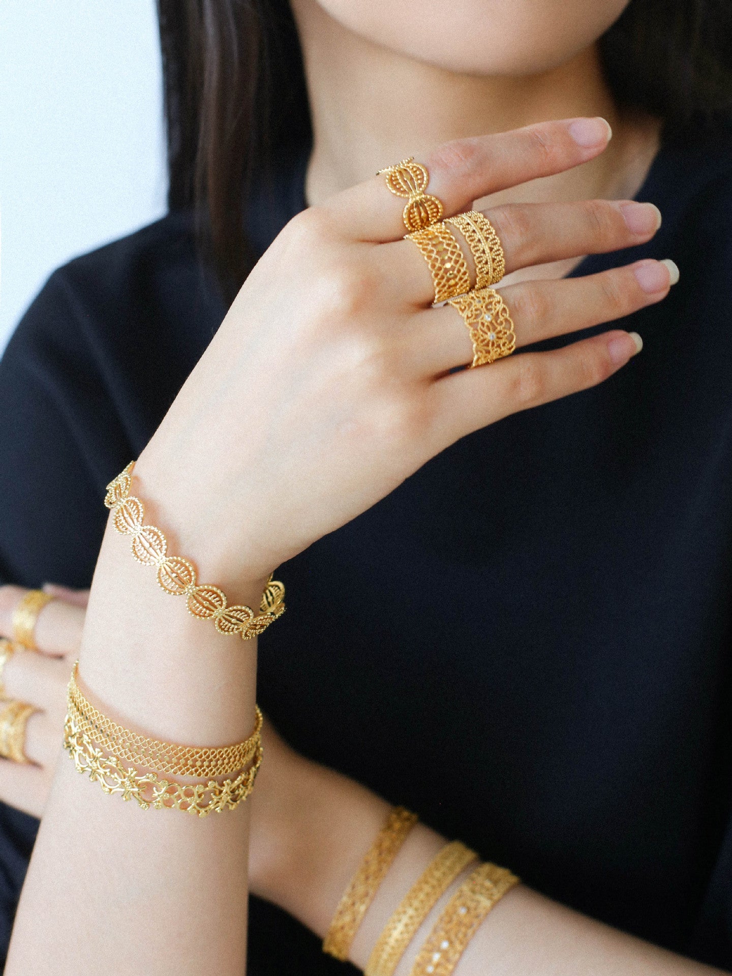 Vintage Palace Lace Filigree Zircon Open Ring - floysun