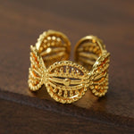 Vintage Palace Lace Filigree Zircon Open Ring - floysun
