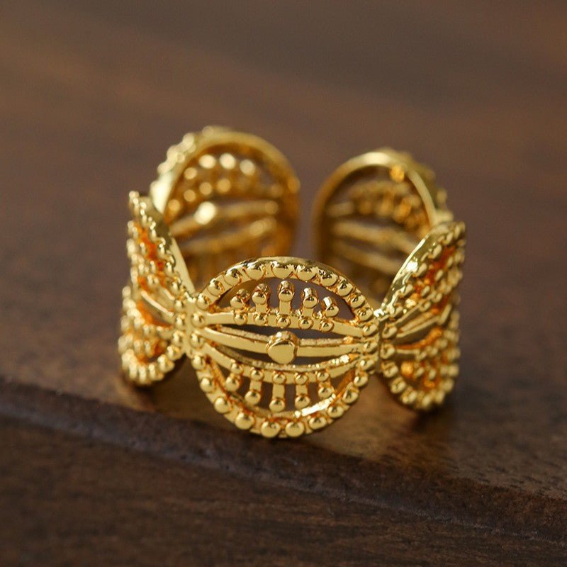 Vintage Palace Lace Filigree Zircon Open Ring - floysun